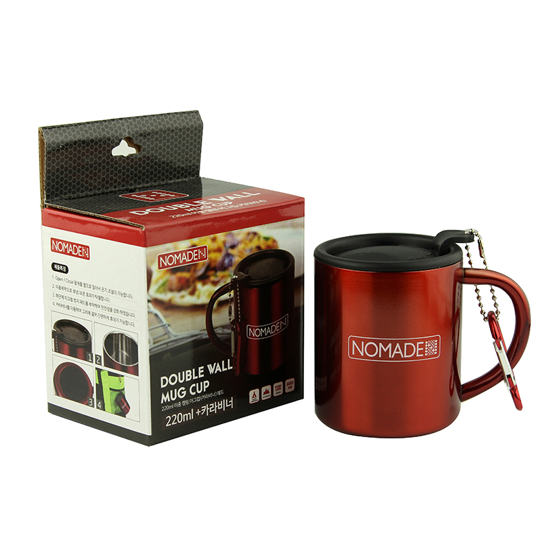 Stainless Steel Double Wall Travel Mug with Carabiner Handle